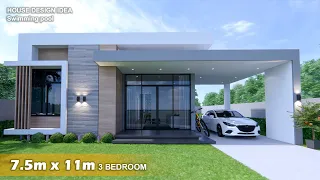 Simple House | House design idea |  7.5m x 11m (82sqm) | 3Bedroom