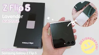 Samsung Galaxy Z Flip 5 Lavender Unboxing & review 8/512GB Pre Order Samsung Official ENG SUB