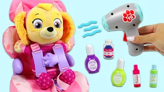 Paw Patrol Baby Skye Road Trip Snack Time & Spa Day Pet Grooming with Imagine Ink Coloring Book!