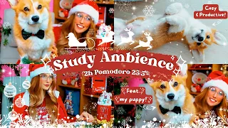 🎅2HOUR STUDY AMBIENCE🎄COZY FIREPLACE🔥Work & Study With Me🤶Real Time Pomodoro 25 5✨No Bgm No Talking🤫