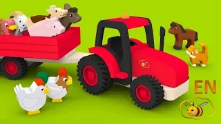 Farm animals for kids. Learn farm animals names and sounds in English. Cartoons for babies