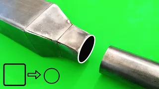 How to connect a square profile to round pipe different size! Secret Pipe cutting tricks.