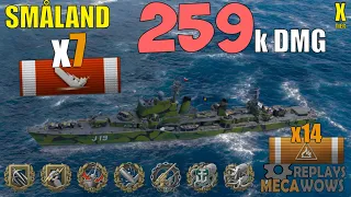 Småland 7 Kills & 259k Damage | World of Warships Gameplay