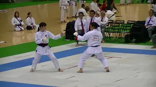 2018 JKA All Japan Female kumite Yu shiina & Mai Shiina 4th round