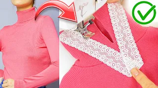 With these 3 Ways Shorten High Neck Collar on sweater | Easy Sewing Tips and Techniques