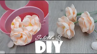 DIY soli4ka_s Квіти з креп паперу простим способом/ цветы с креп бумаги/ crepe paper flowers