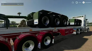 Farming Simulator 19 - Loading Triaxle Dollies into my Flat Top and Assembling a Road Train.