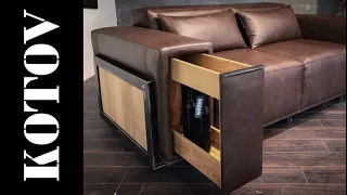 Диван с баром в подлокотнике. Iron sofa. Time lapse