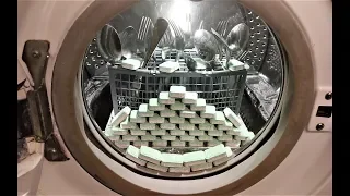 Experiment - 100 Dishwasher Tablets - in a Washing Machine - deep cleaning