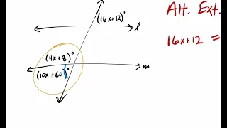 Setting up Equations based on Parallel Line Angle Relationships