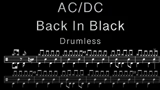 AC/DC - Back In Black - Drumless (with scrolling drum sheet)