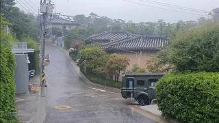 Ultra Rain Walk in Luxurious Residential Area in Seoul. Relaxing Sound for Sleep. Ambient Video.