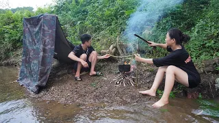 Camping Every Days - Solo Bushcraft Relaxing At Stream - Survival Instinct Cooking