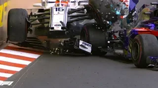 CHARLES LECLERC TERRIBLE CRASH WITH HARTLEY AT F1 MONACO GP 2018