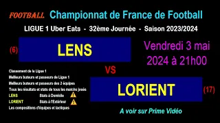 LENS - LORIENT: football match of the 32nd day of Ligue 1 - Season 2023-2024