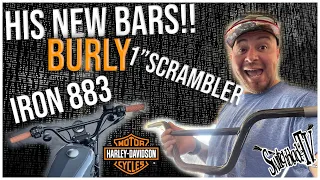 Burly Scrambler Bars Install - 2022 Harley Davidson Iron 883