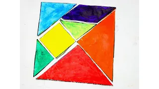 How to Make Tangram Puzzle with Papers & Colors 🎨 Drawing & Learning Shapes 🌈