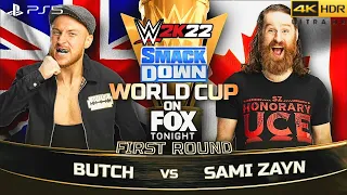 WWE 2K22 (PS5) - BUTCH vs SAMI ZAYN | SMACKDOWN WORLD CUP FIRST-ROUND MATCH | 11/18/2022 [4K]