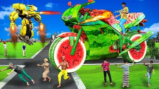 जादुई विशाल तरबूज बाइक रोबोट Magical Giant Watermelon Bike Robot Hindi Kahaniya  हिंदी कहानिया