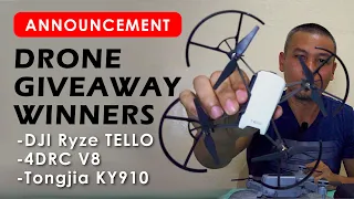 Drone Giveaway Winners of DJI Ryze Tello, 4DRC V8, and Tongjia KY190