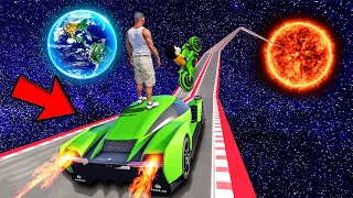 SHINCHAN AND FRANKLIN FOUND A SECRET & WEIRD ROAD & WENT TO SPACE FOR PARKOUR CHALLENGE IN GTA 5