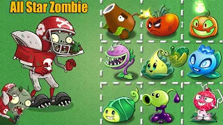 PvZ 2 Football All-star Zombie VS All Plants - Which plant has the ability to resist zombies?