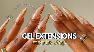 How To Do Gel X Nails at Home! | Prep Routine For Lasting Results | Pink Marble Nails Tutorial