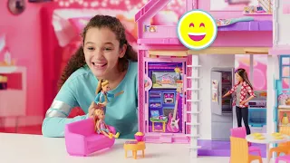 Barbie - Domek Barbie Malibu: 2 poziomy, 6 pomieszczeń, funkcje transformacji FXG57 | Demo video 2