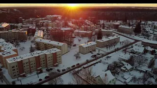 Sigulda (Latvia) from above in winter at sunset time, Sigulda  drone, Сигулда Латвия, DJI mini 2