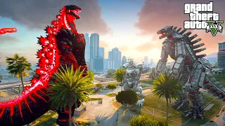 Shin Godzilla vs Mechagodzilla and Kiryu - GTA V Mods Battle