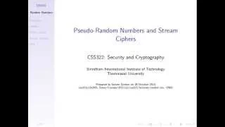 Introduction to Random Numbers in Security (CSS322, L8, Y14)