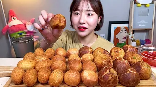 Golden Cheese Ball, Golden Dinosaur Egg, Mini Hot Dog, Cheese Ball Eating Show. Dessert Mukbang