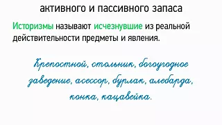 Лексика русского языка с точки зрения активного и пассивного запаса (5 класс, видеоурок-презентация)