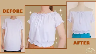 DIY UPCYCLING A T-SHIRT!✨ Blouse / How To Refashion Old Clothes / Recycling a T-shirt / DIY by Ruffa