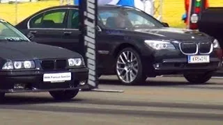 BMW 740i F01 vs BMW M3 E36 Drag Race Beschleunigungsrennen Viertelmeile 1/4 Mile Acceleration