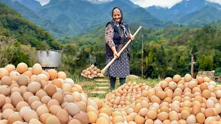 Grandma Cooked A Huge Mountain of Eggs to Marinate in a Jar!