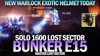 Solo 1600 Master Lost Sector Bunker E15 (New Warlock Exotic Helmet Today) [Destiny 2]