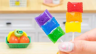 Rainbow Lollipop Candy 🍬 Satisfying Making Sweet Miniature Fruit Candy 🍰Tiny Baking Compilation