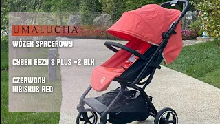 WÓZEK SPACEROWY | CYBEX EEZY S PLUS +2 BLK | DUŻE KOŁA | SKÓRZANA RĄCZKA | CZERWONY | HIBISKUS RED