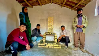 "Milad and hasan's Heartwarming Gift: Building a Beautiful Brick Fireplace for Mom and Dad"