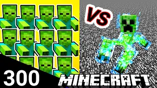 300 Zombies Vs. Charged Mutant Creeper in Minecraft