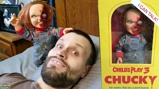 CHILD'S PLAY 3 Talking "Pizza Face" Chucky Unboxing - Mezco Toyz