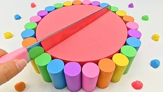 Satisfying Video l Kinetic Sand Rainbow Cake Cutting ASMR #1