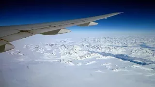 Spectacular flight over Greenland and Northern Canada on United Boeing 777  en route to Houston