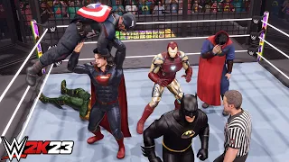 Marvel Vs DC 6-Man Elimination Chamber Match | Avengers vs DC Superheroes - WWE 2K23 PS5 [4K]