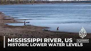 US drought historic low water levels on Mississippi river