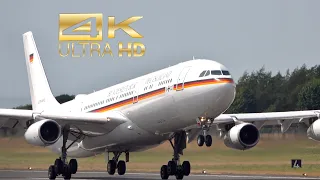 (4K) Airbus A340-313 Luftwaffe German Air Force 16+02 departure at RAF Fairford RIAT 2022 AirShow