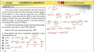 Resolução Prova do ENEM 2023 | Gabarito enem 23 | questões resolvidas | questão 170 de matemática.