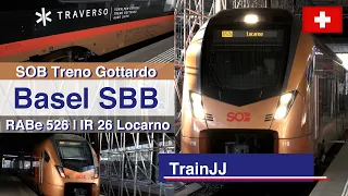 4K Treno Gottardo Basel SBB - Locarno | SOB - SÜDOSTBAHN IR 26 | RABe 526 | Stadler Traverso