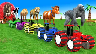 Paint Animals Duck Elephant Goad Cow Gorilla Tiger Lion Dinosaur Chicken  Fountain Crossing Animals